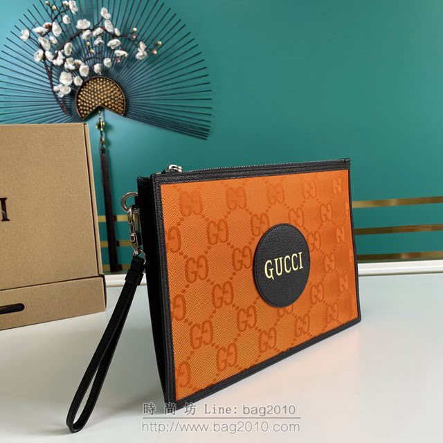 Gucci古馳包包 G家新款手包 625598 古奇橙布/克皮男士手拿包 gdj1403